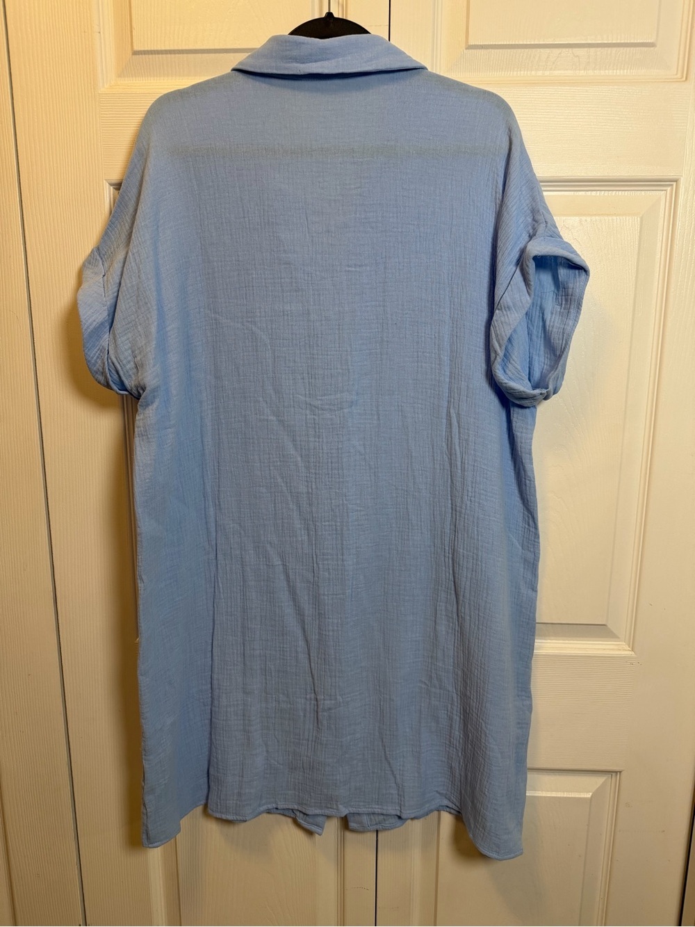 CHICME Light Blue Gauze Button Front Shirt Dress Tunic XXL Pockets - Picture 3 of 8
